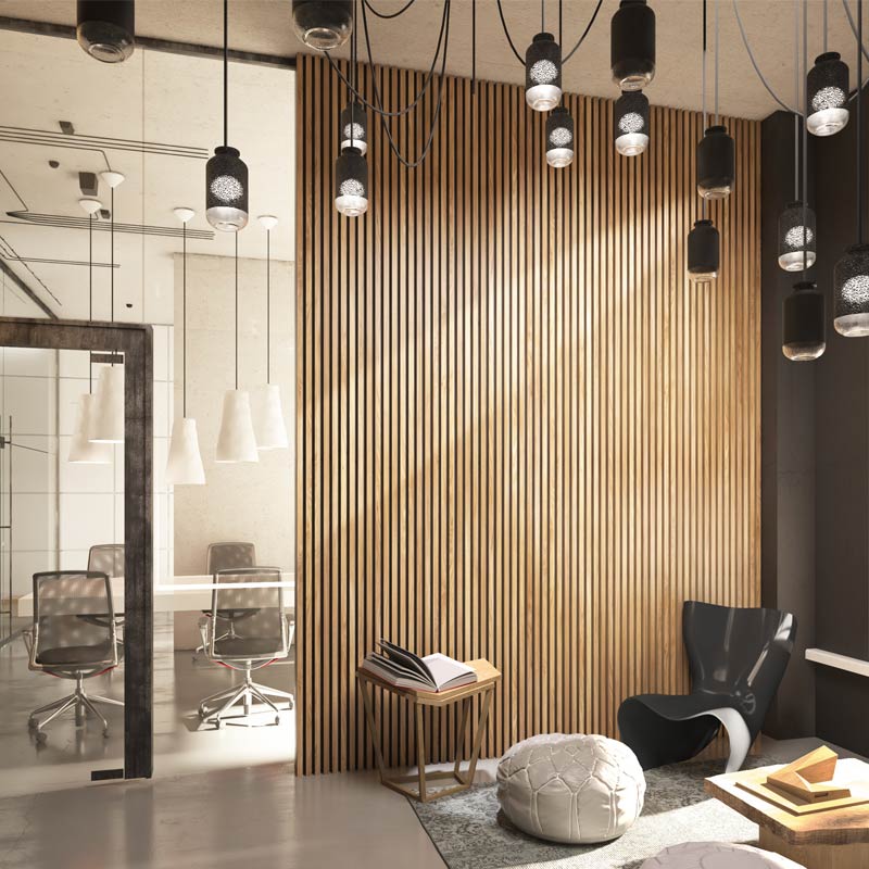 Oak - Black Acoustic Slats Wall Panel 240 x 60 - DecorMania.eu