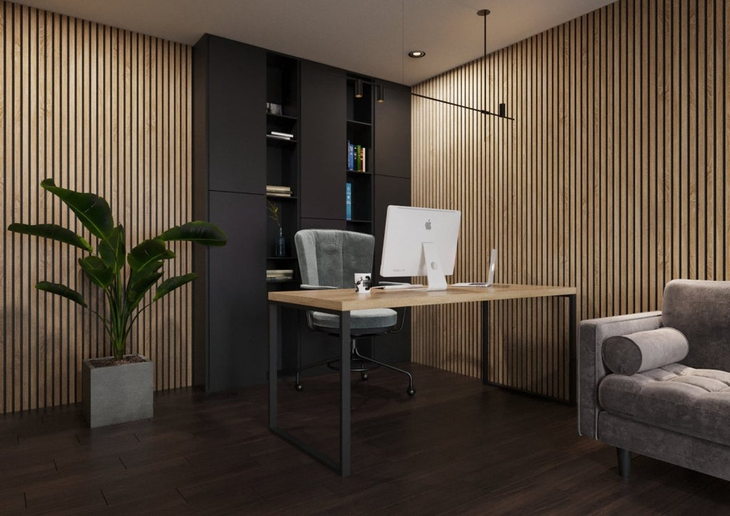 Oak - Black Acoustic Slats Wall Panel 280 x 60 - DecorMania.eu